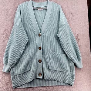 Aerie Womens Teal Oversized Cardigan Size Small